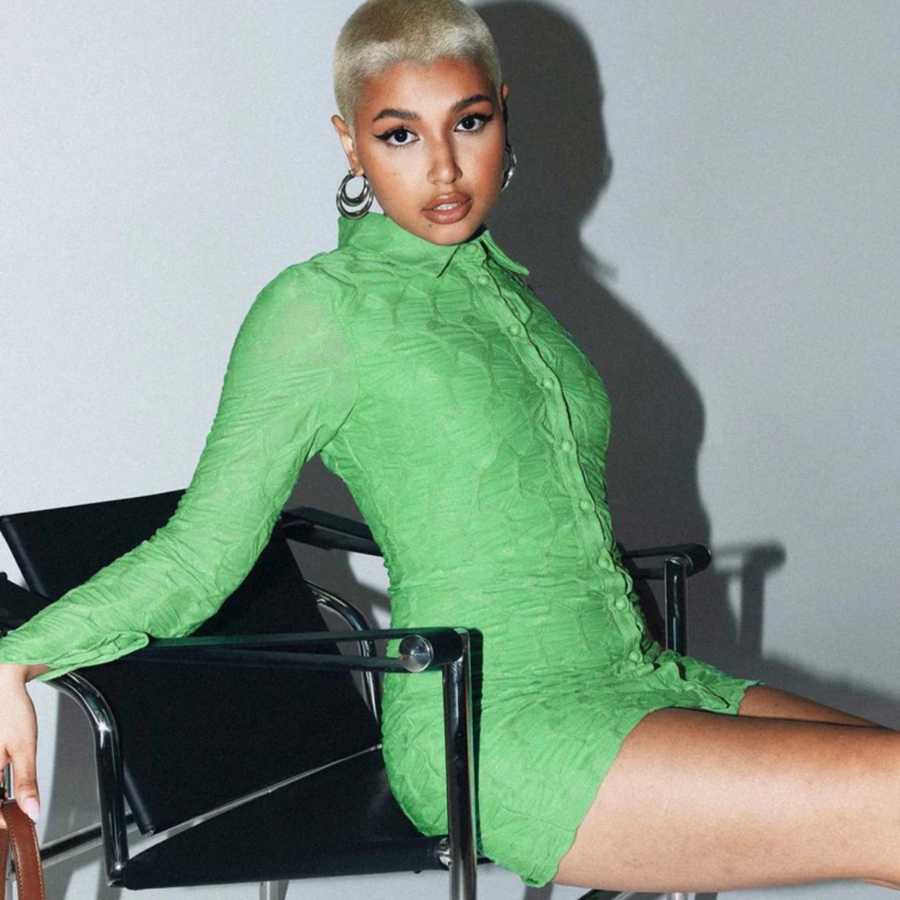 Princess poly long sleeve mini dress green